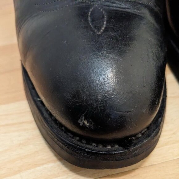VintageBouletWesternTwoToneRealLeatherCowboyRubberBootsBlackMen75 - Picture 9 of 13